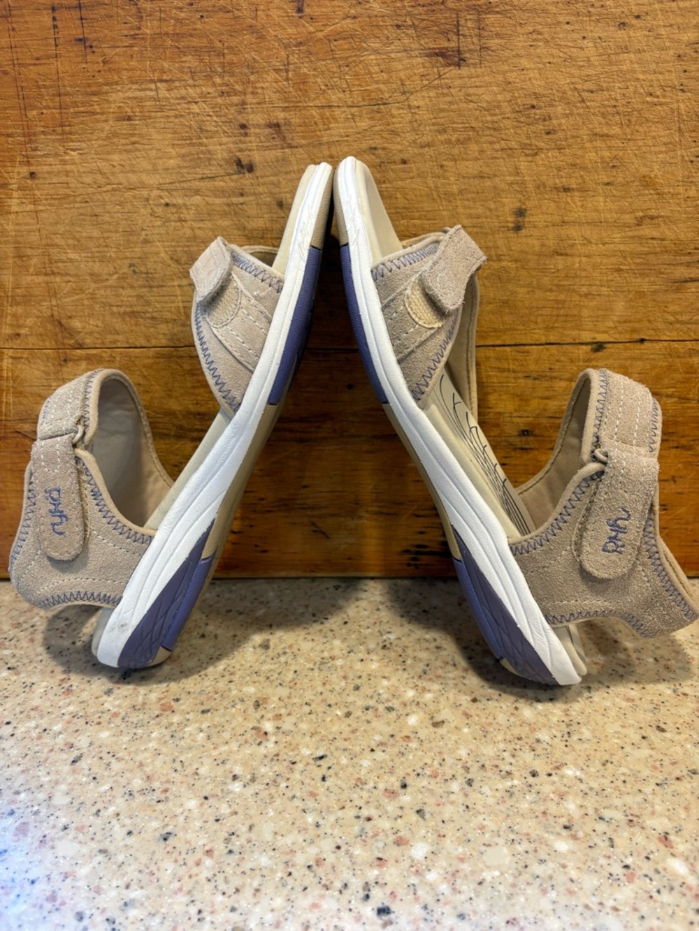Ryka Beige Suede Strap Comfort Sandals - Picture 3 of 6